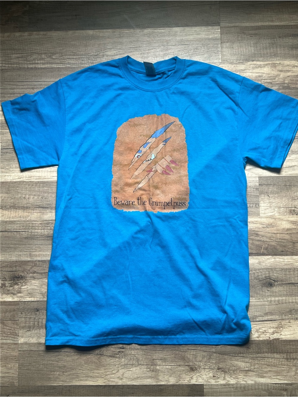 Blue Graphic T-Shirt - Beware the Grumpelpuss
